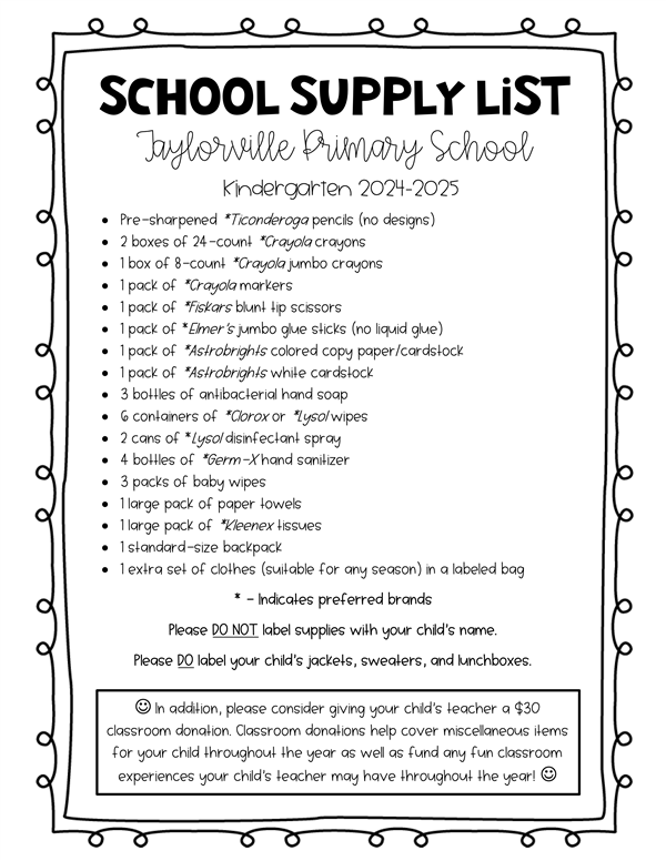 supply list